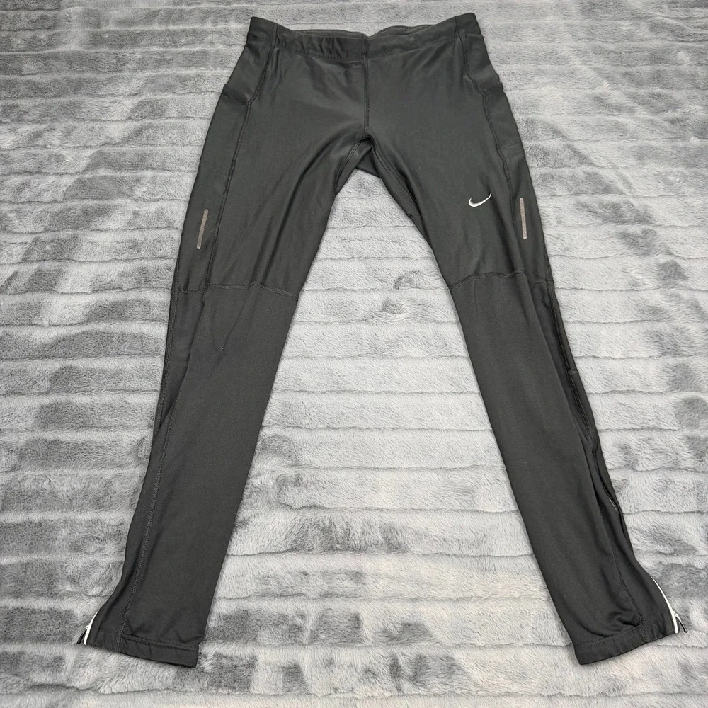 Nike Dri-FIT Mens Running Tights Black Reflective Training Leggings 576559-010 L